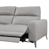Fionn Grey Leather 3 Seater Chaise Sofa - 7