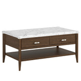 Fleming Marble Top Coffee Table in Walnut Oak - 1