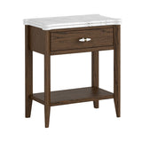Fleming Marble Top Bedside Table in Walnut Oak - 1