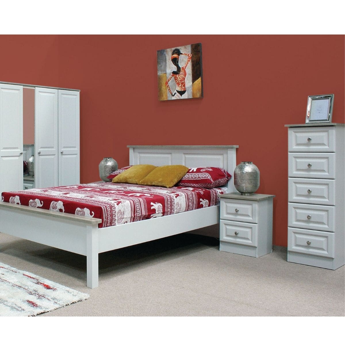 Glandor Chest of Drawers Grey Carcass & Truffle Bardolino Top - 7 Options