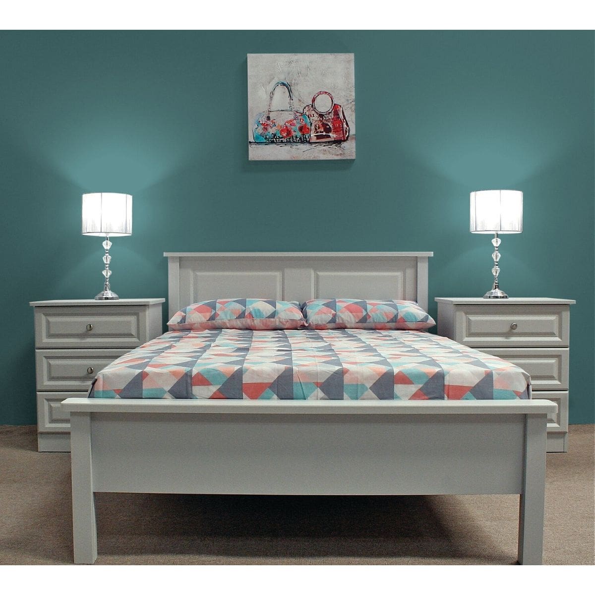 Grey Wooden Bed