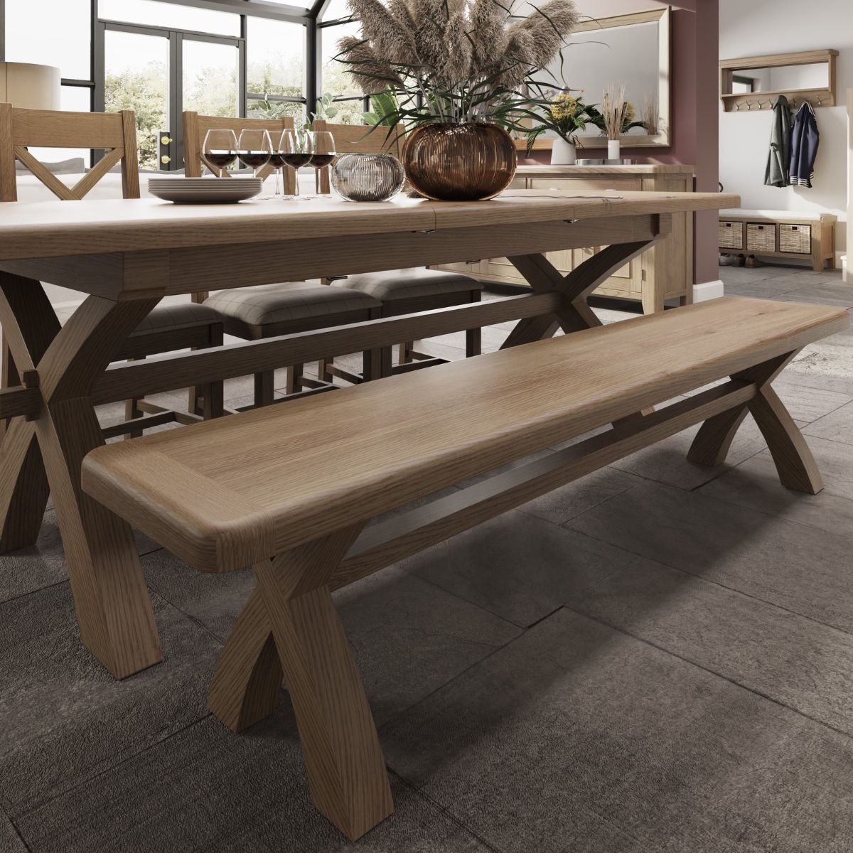 Rigel Smoked Oak Extendable Dining Table - 10