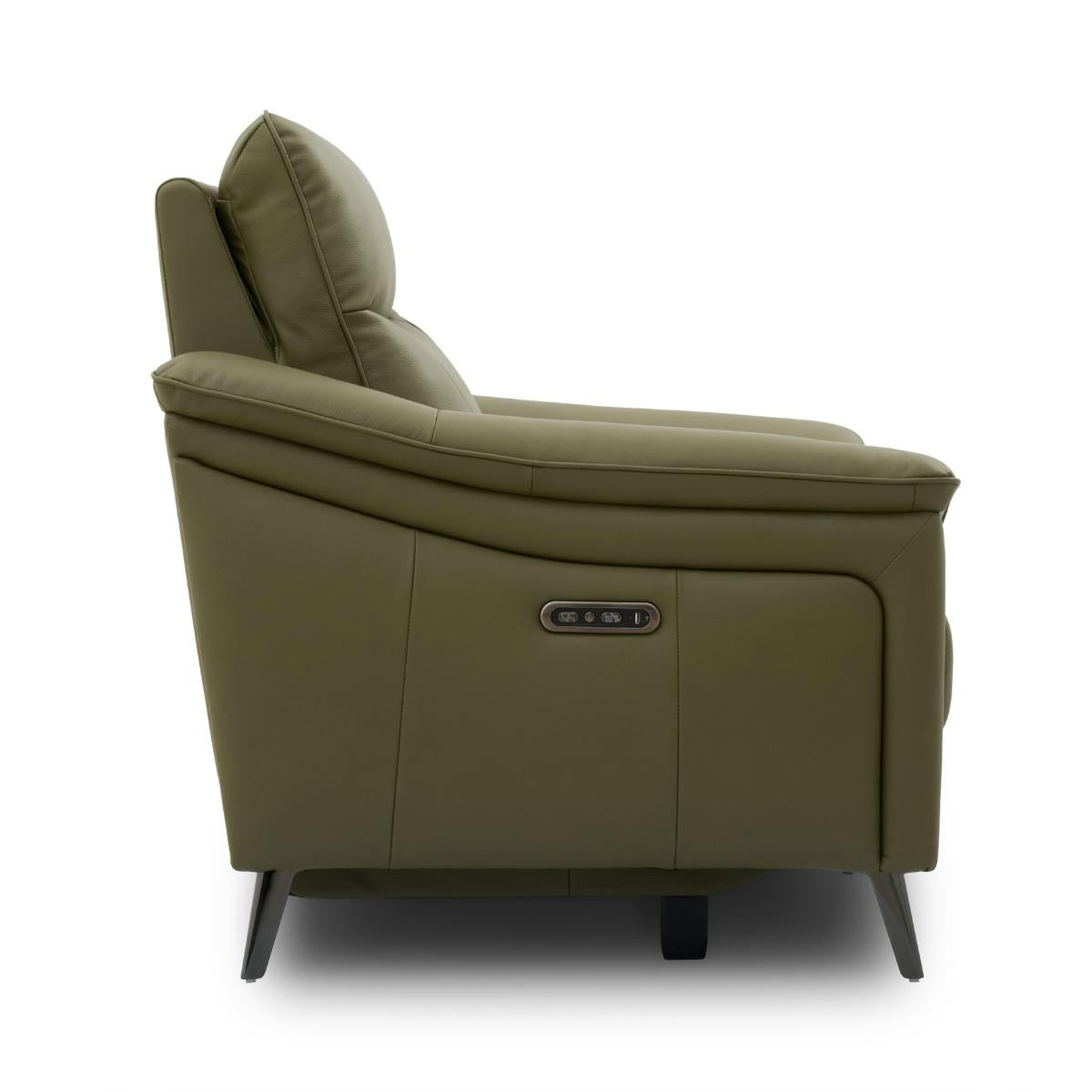 Hamish green power recliner chair shown from a side profile view against a white background.