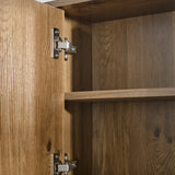 Hampshire wooden cabinet with open door showing hinge mechanism.