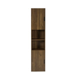 Hampshire tall wooden cabinet with open shelves on a white background front angle.