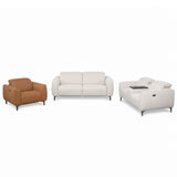 Hanson set of three sofas in brown and cream on a white background.