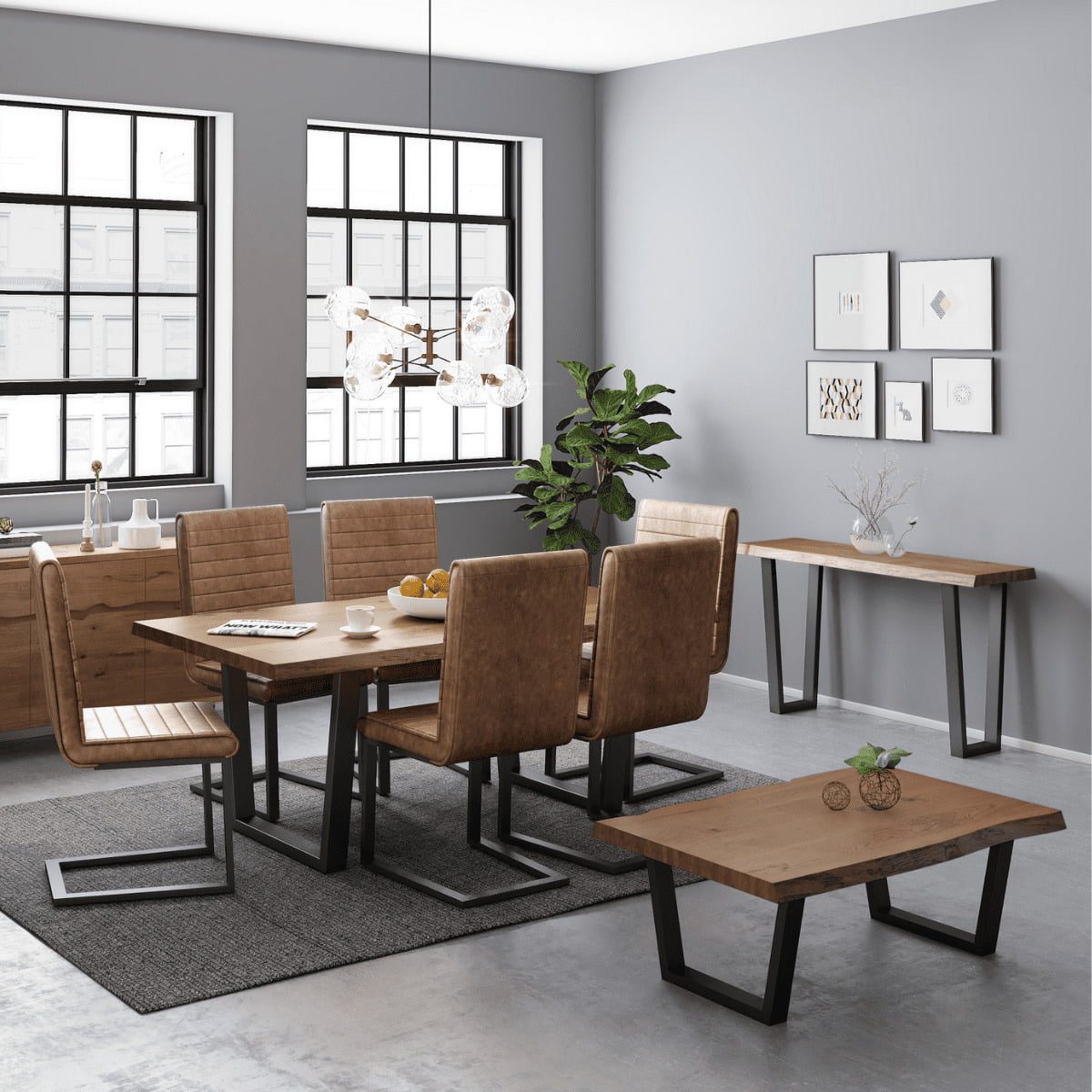 Heatherfield Oak and Metal Dining Table - 4