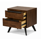 Two drawer retro nightstand on a white background