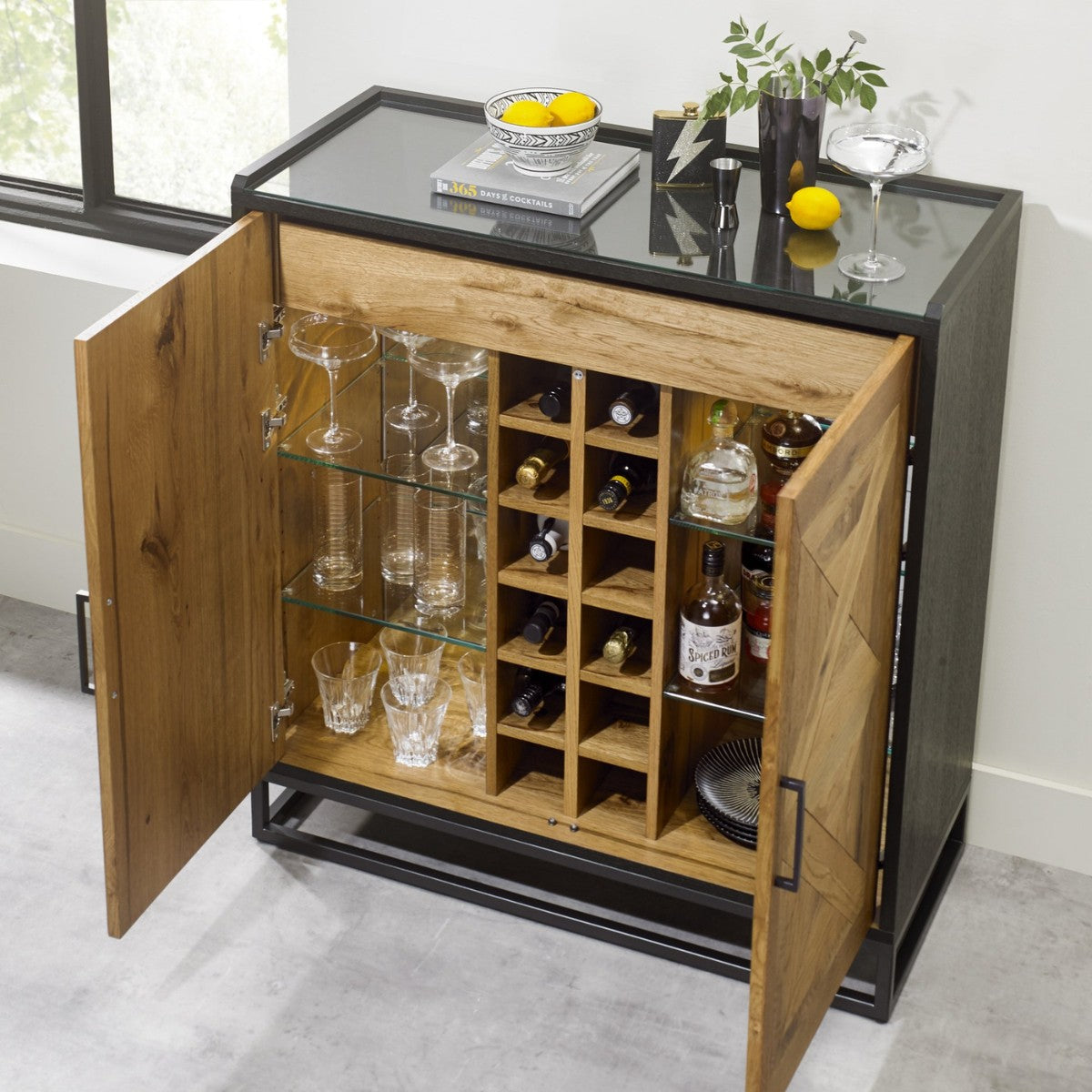 Inishmore Oak Drinks Cabinet - 5