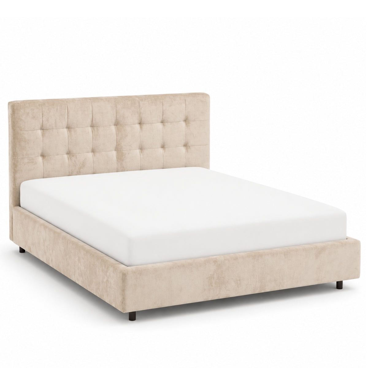 Jude Beige Tufted Upholstered Bed Frame
