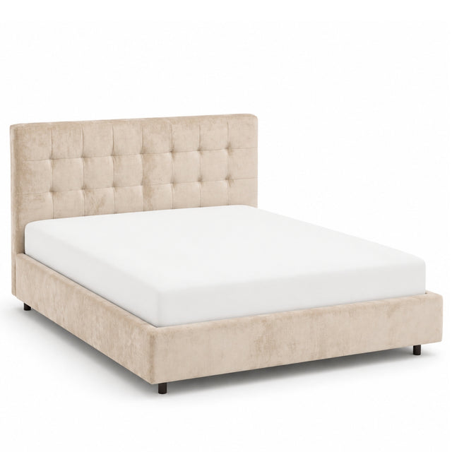 Jude Beige Tufted Upholstered Bed Frame