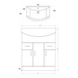 Lanza 750 Gloss White Vanity Unit with Basin Set - 2