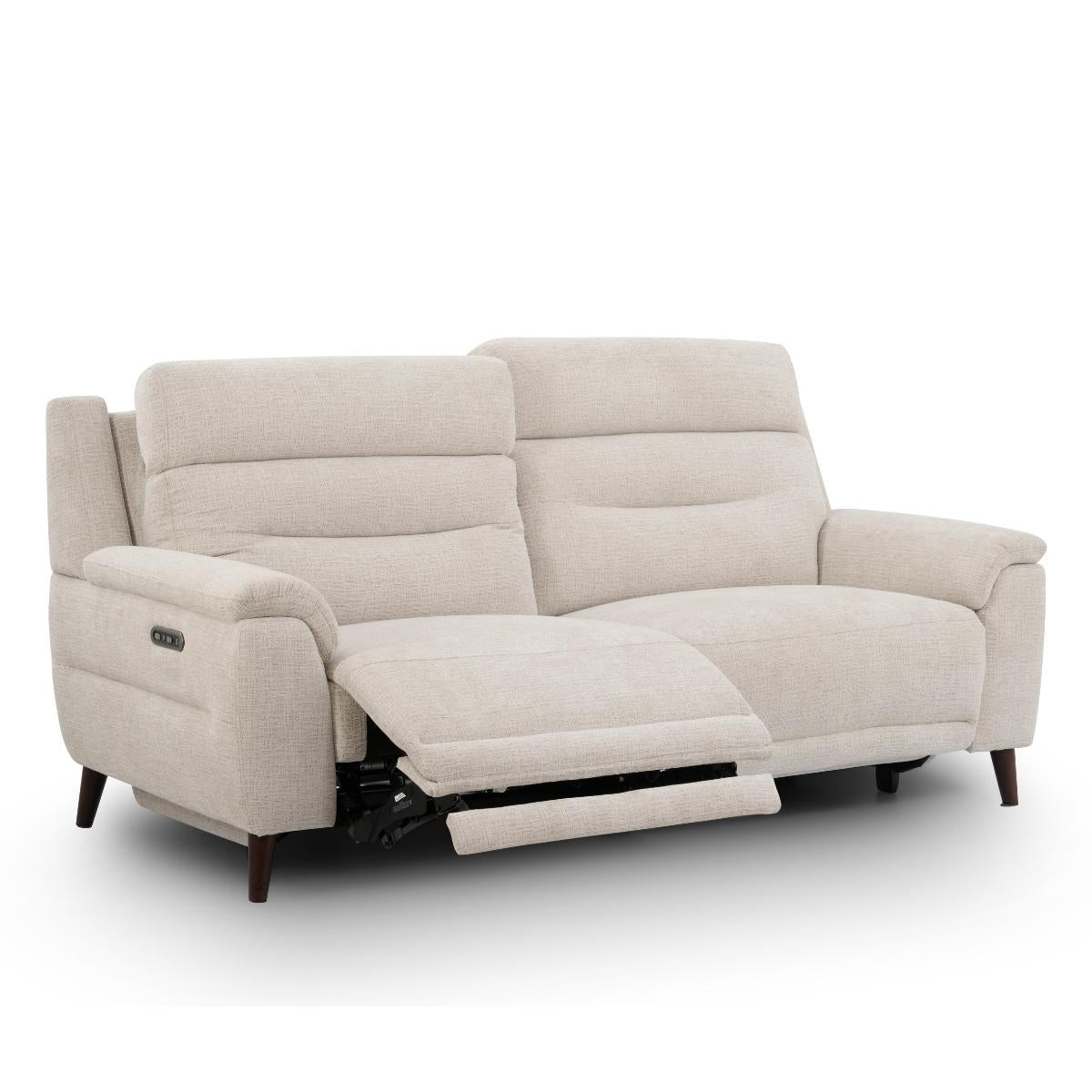 Lawrence Beige Fabric Electric Recliner 2.5 Seater Sofa