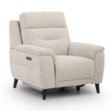 Lawrence beige fabric recliner armchair.