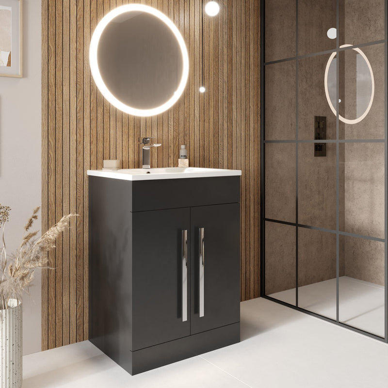 Lili 600 Grey Vanity Cabinet - 2