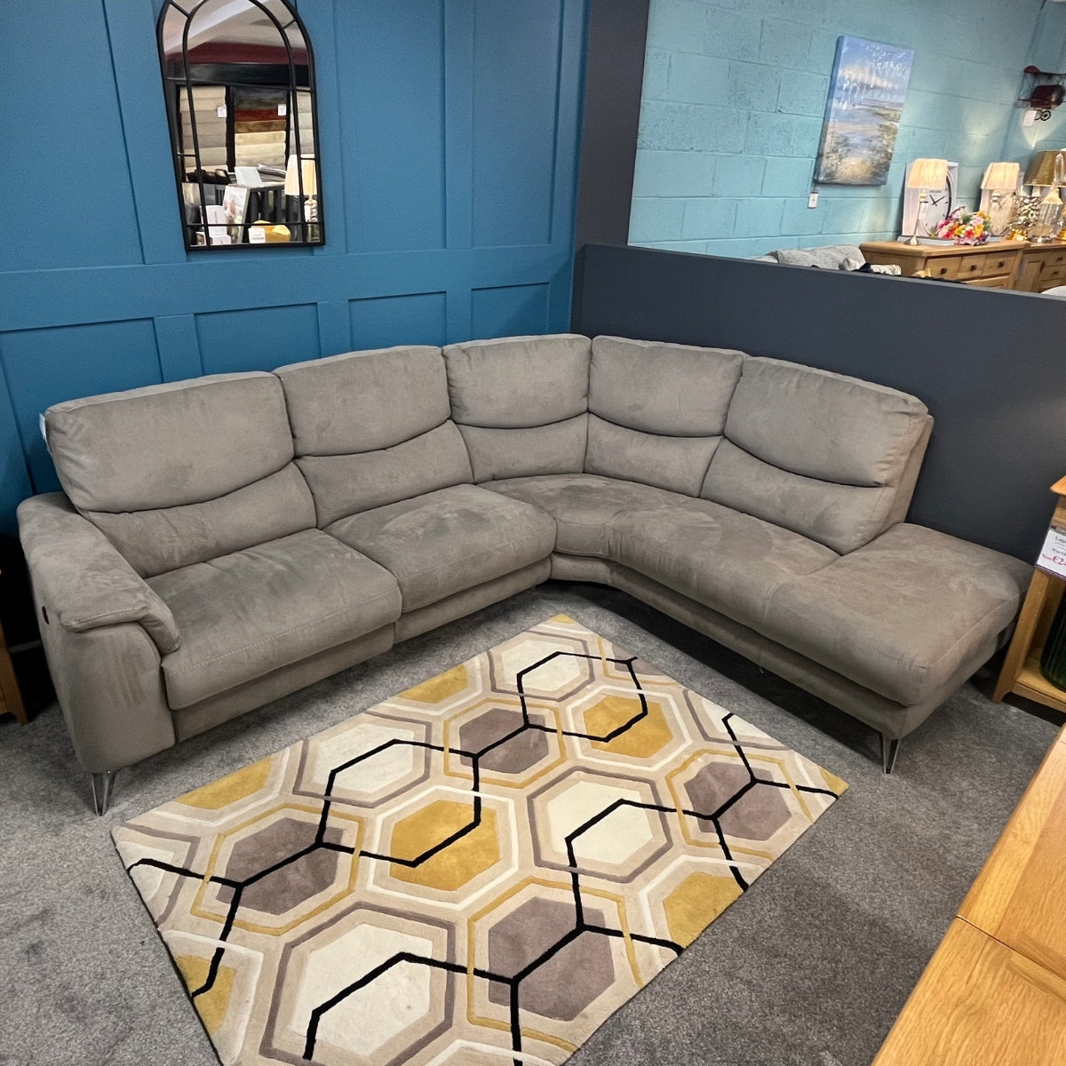 Liscahane Contemporary Grey Corner Sofa Floor Model