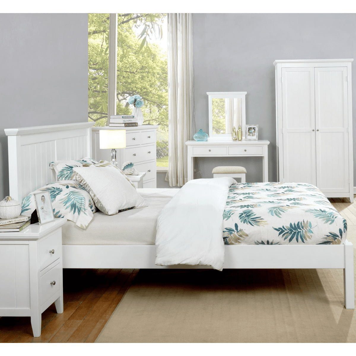 Lolly Panel White Painted Wood Bed Frame - 2
