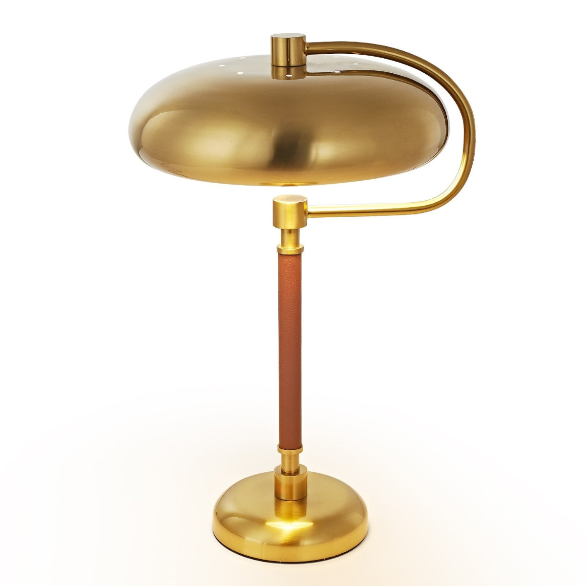 Gold desk lamp on a white background