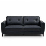 Manhattan black leather 2.5 seater sofa front view.