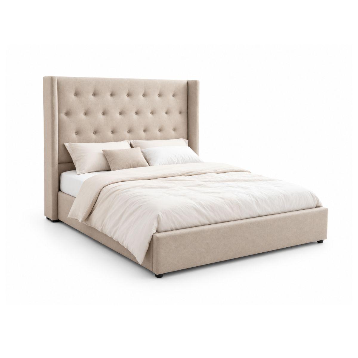 Mansfield Cream Fabric Buttoned Ottoman Storage Bed