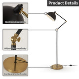 Floor lamp with labeled parts on a white background