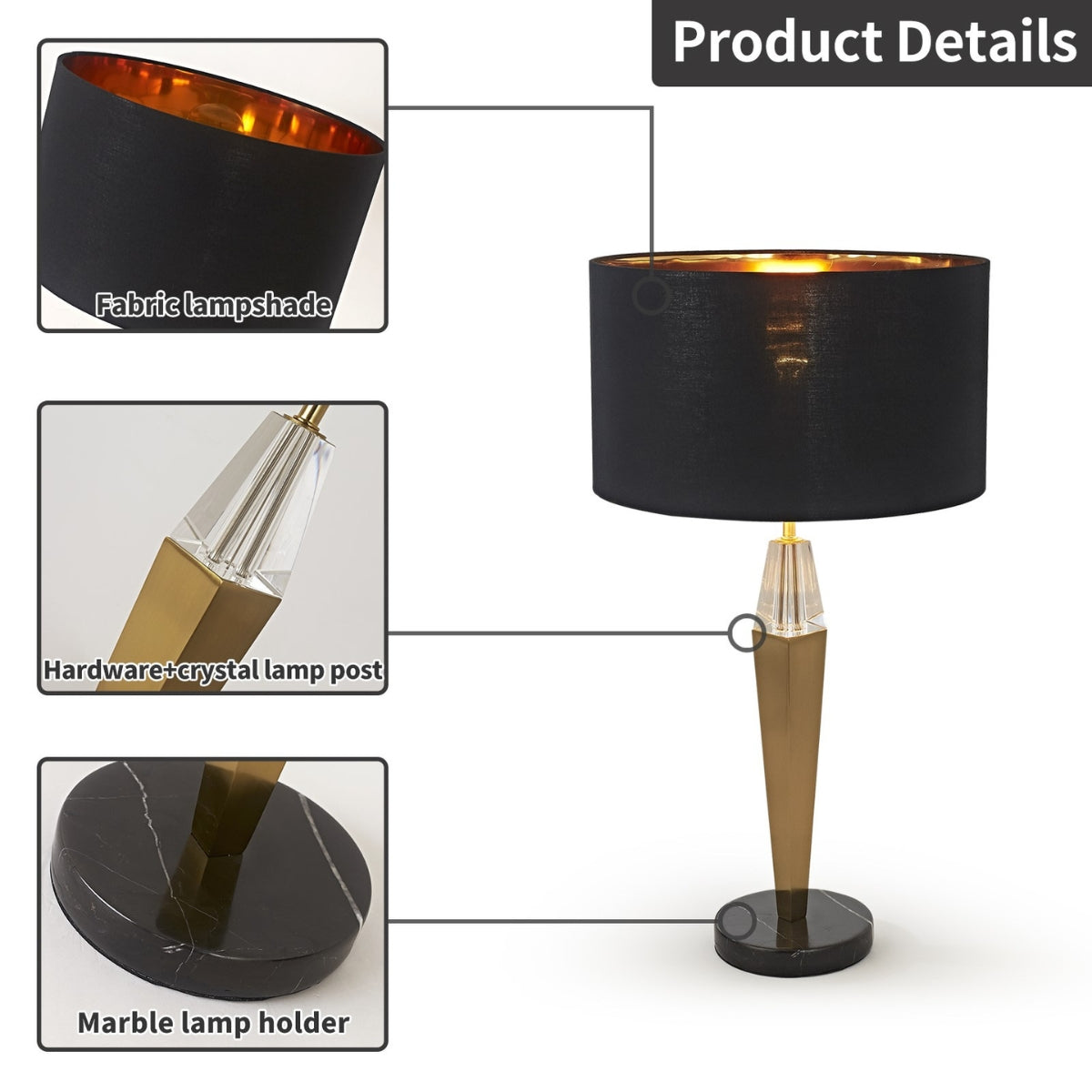 ModernBlackandGoldBedsideTableLampwithMarbleBase-3