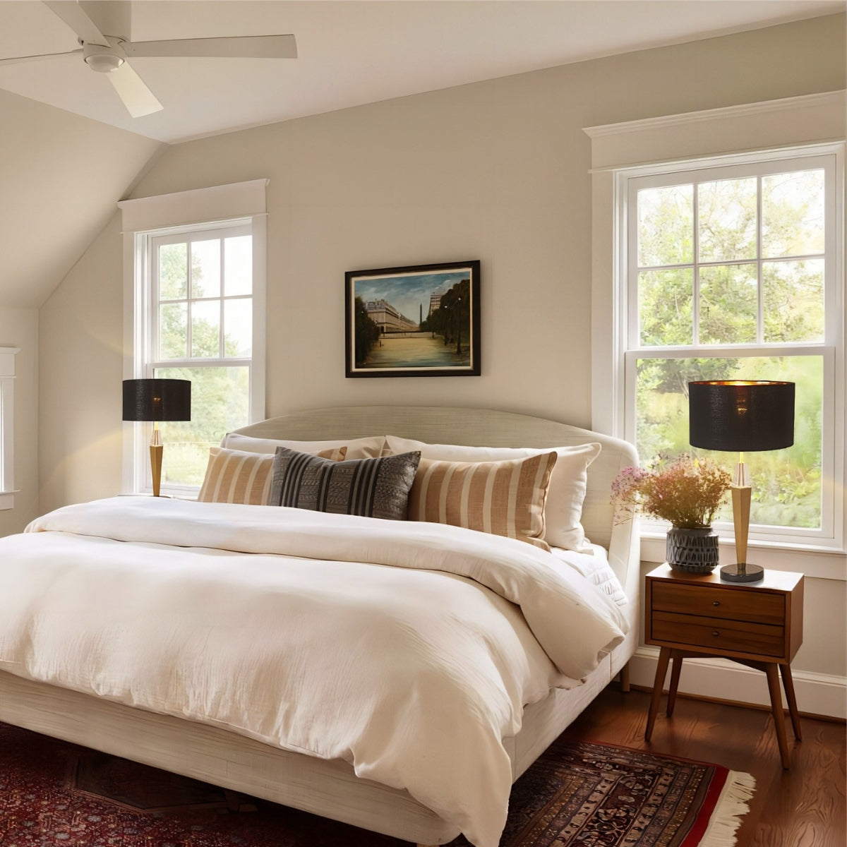 ModernBlackandGoldBedsideTableLampwithMarbleBase-6