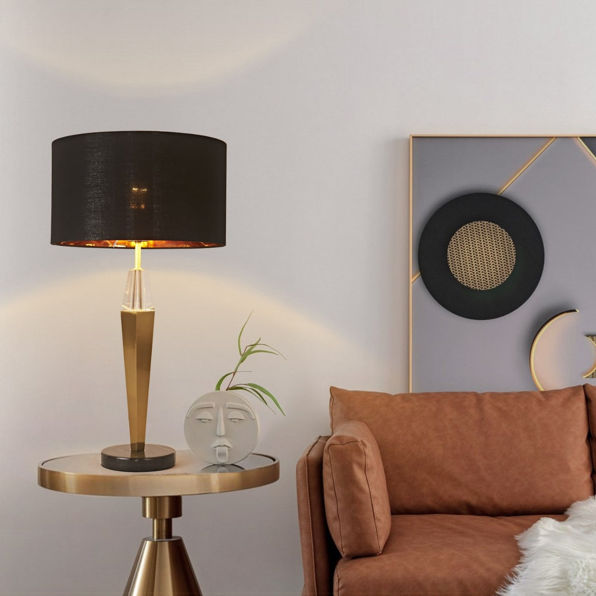 ModernBlackandGoldBedsideTableLampwithMarbleBase-9