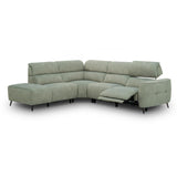 Mosley L-shaped sectional sofa upholstered in a textured green fabric, featuring a chaise lounge on the left side. Shown on a plain white background.