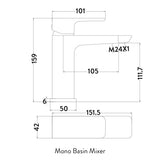 Muro Brushed Brass Basin Mono Mixer - 3