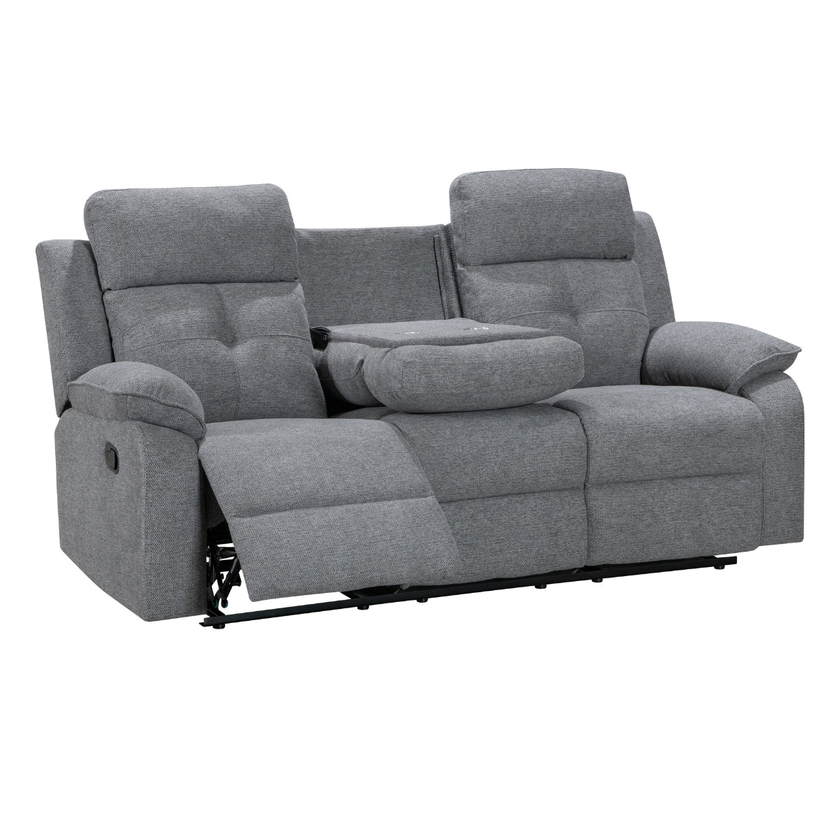 Nebula Grey Fabric 3 Seater Recliner Sofa - 2