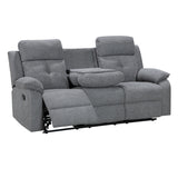 Nebula Grey Fabric 3 Seater Recliner Sofa - 2