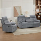 Nebula Grey Fabric 3 Seater Recliner Sofa - 5