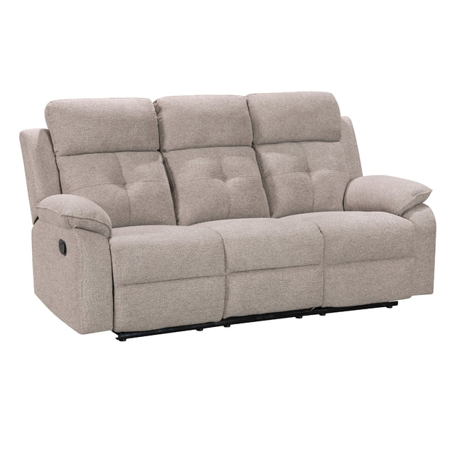 Nebula Light Brown Fabric 3 Seater Recliner Sofa - 1