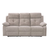 Nebula Light Brown Fabric 3 Seater Recliner Sofa - 3