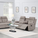 Nebula Light Brown Fabric 3 Seater Recliner Sofa - 5