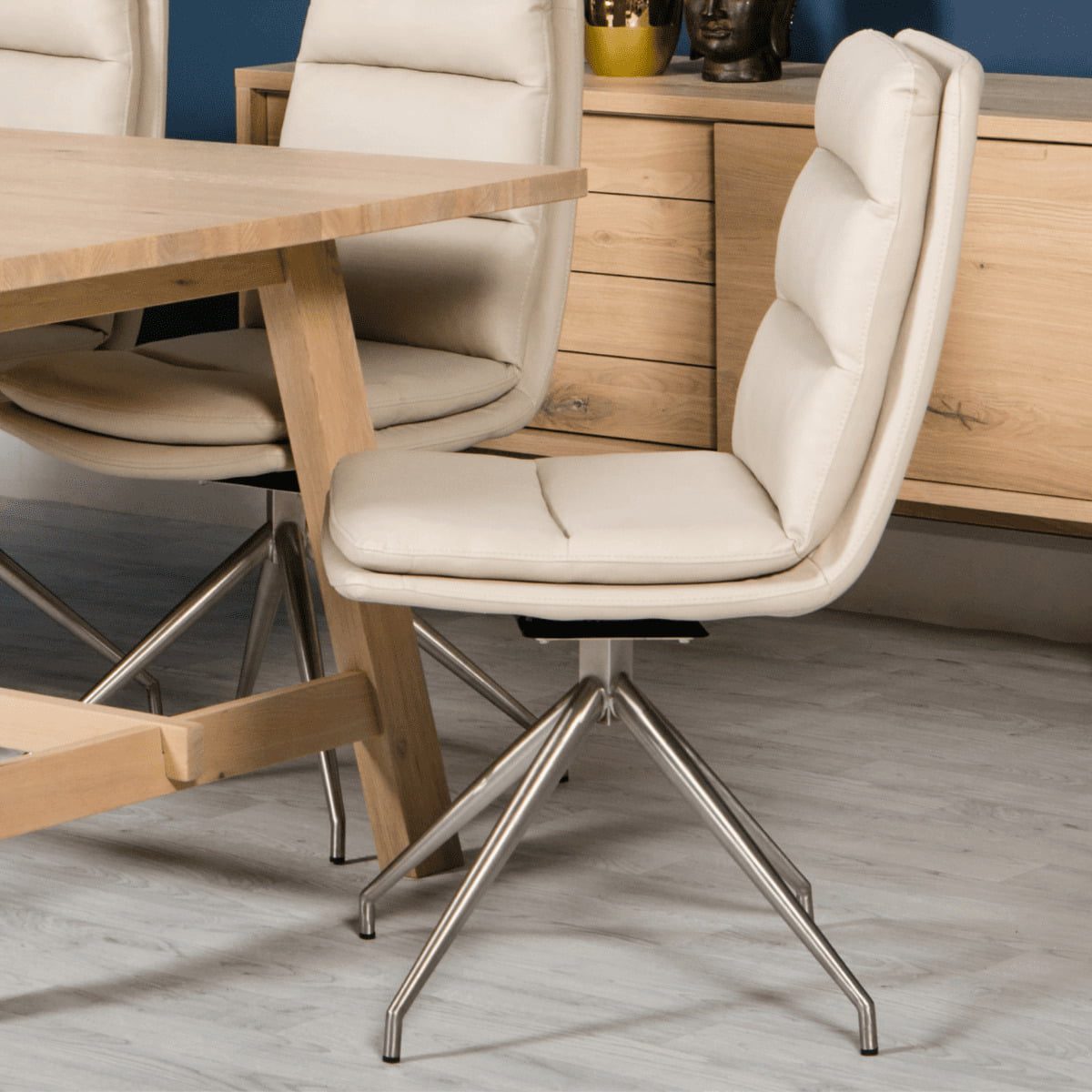 Nicosia Brushed Steel Swivel Chair - 14