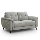 Odell grey upholstered loveseat with tufted back cushions, rolled arms, dark tapered legs, and a clean studio background.