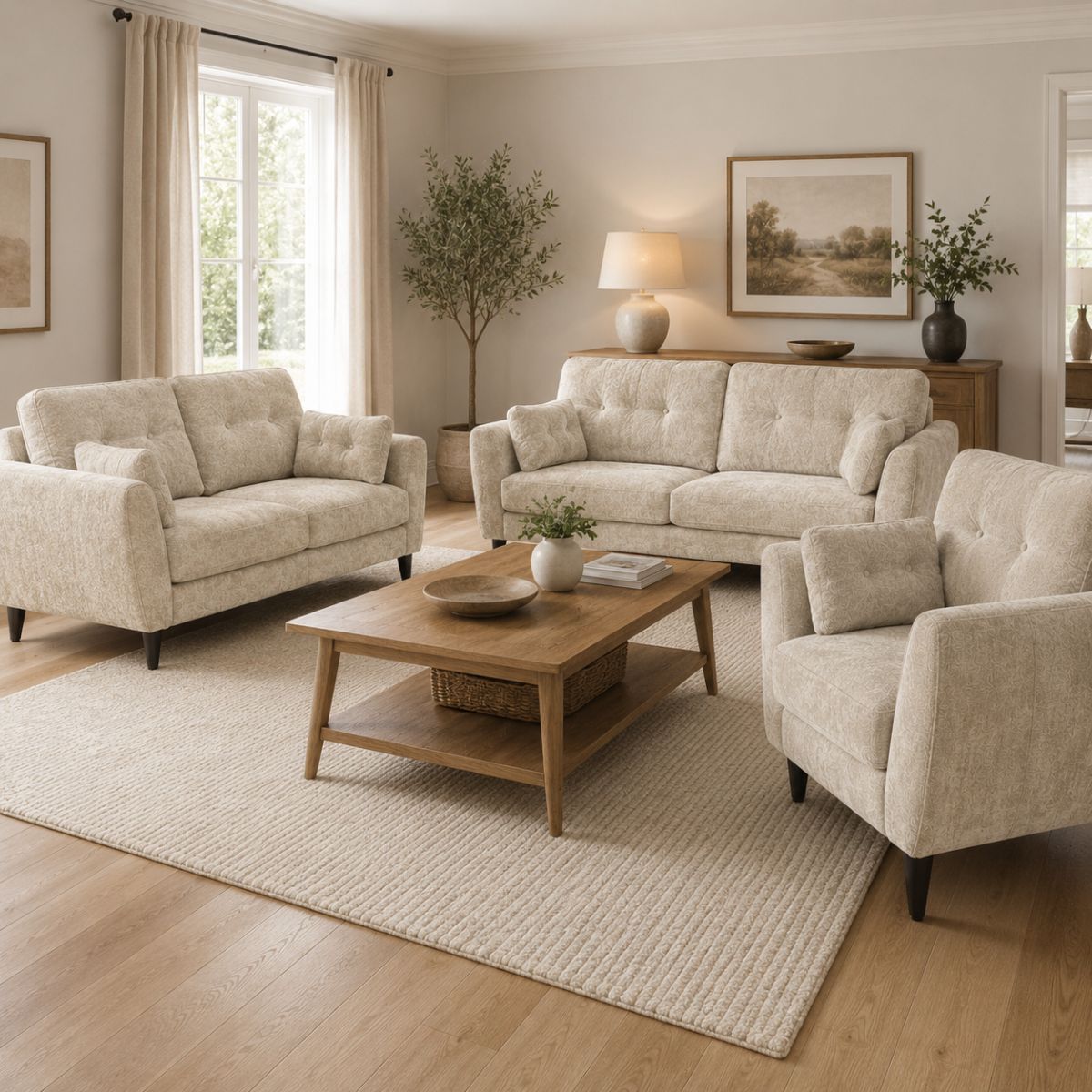 Pegasus beige sofa suite lifestyle image