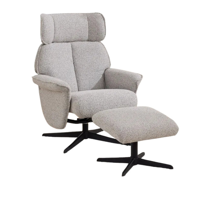 Ramone Fabric Swivel Chair and Footstool Grey - 1
