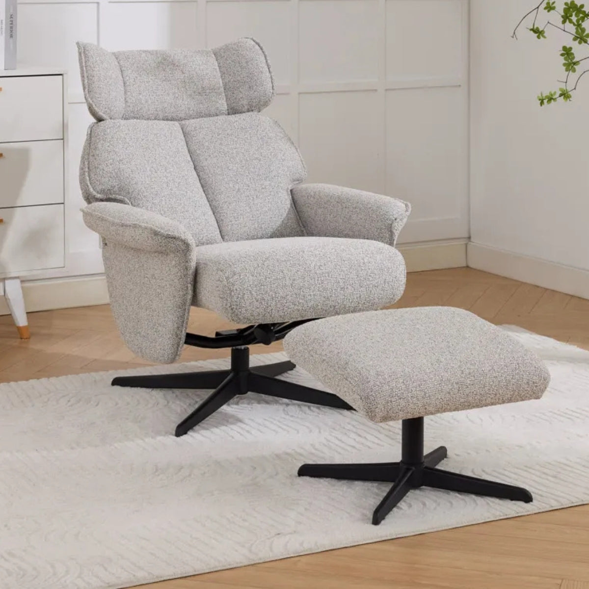 Ramone Fabric Swivel Chair and Footstool Grey - 3
