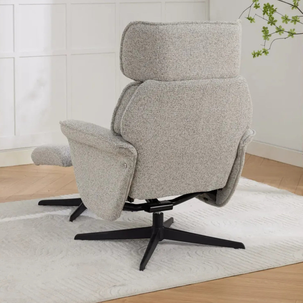 Ramone Fabric Swivel Chair and Footstool Grey - 5
