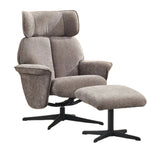 Ramone Fabric Swivel Chair and Footstool Stone - 1