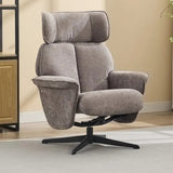 Ramone Fabric Swivel Chair and Footstool Stone - 2