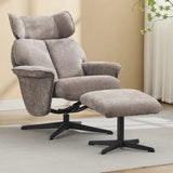 Ramone Fabric Swivel Chair and Footstool Stone - 3