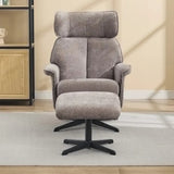 Ramone Fabric Swivel Chair and Footstool Stone - 4