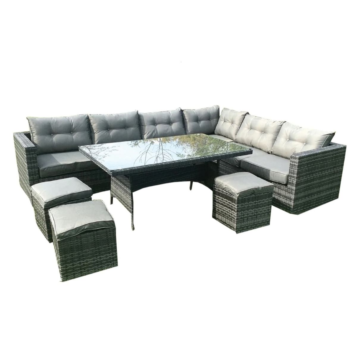 Rhodes 10 Piece Dark Rattan garden furniture set
