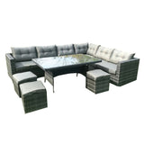 Rhodes 10 Piece Dark Rattan garden furniture set