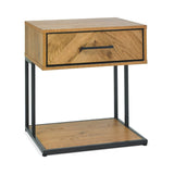 Riva Rustic Oak and metal 1 Drawer Nightstand - 1