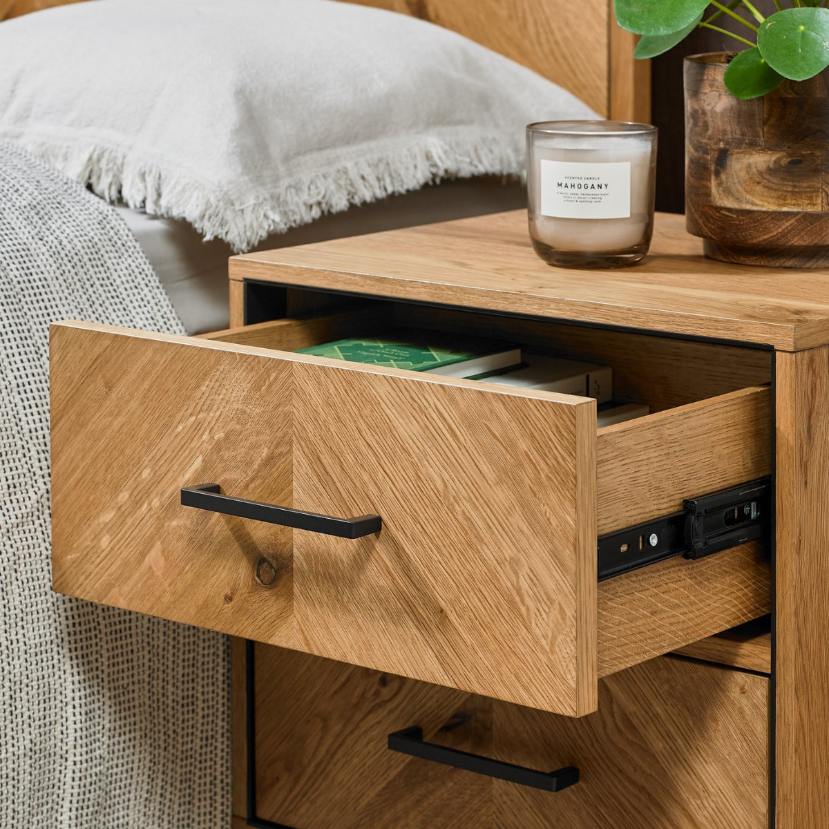 Riva Rustic Oak 2 Drawer Nightstand - 5
